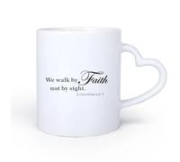 DEBINGY Tazze da tè e caffè Camminiamo per fede, non per visione. Versetto della Bibbia cristiana 2 Corinzi 5:7. Citazioni ispiratrici per la vita. 11oz/320ml Bar o regalo