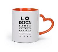 DEBINGY Tazze da tè e caffè Parole spagnole per la tabella degli occhi, negozio di ottica, tabella degli occhi, importante da vedere, citazioni ispiratrici （11oz/320ml） per casa o lavoro Arancione