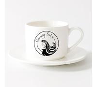 DEBINGY Tazze grandi da tè, caffè e cioccolata calda Sono un figlio di Dio （6oz/175ml） Elegante e resistente - Adatto al microonde e alla lavastoviglie，Set di tazze da tè con piattini (bianchi)