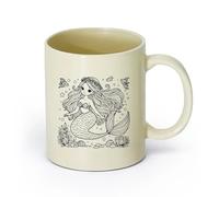 DEBINGY Tazze grandi da tè, caffè e cioccolata calda una bellissima sirena （11oz/320ml） per caffè, zuppa, tè, latte, latte macchiato, cioccolata calda, donna, uomo Giallo chiaro