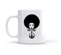 DEBINGY Tazze in ceramica per caffè, latte e tè Segno di pace hippie, sex appeal, capelli da donna （11oz/320ml） Lavabile in lavastoviglie