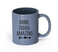 DEBINGY Tazze in per caffè, latte e tè Rendi la giornata meravigliosa （11oz/320ml） Caffè, tè, latte macchiato, latte, cacao, succhi di frutta e altre bevande calde Blu grigio