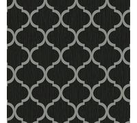 Debona Cristallo Traliccio Metallico Geometrico Brillantini Parati - Nero/Silver