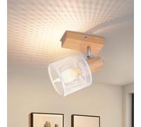 Deboola faretto da soffitto 1 plafoniera a fiamma vintage - LED lampada da soffitto in legno spot da soffitto orientabile E14 faretto da parete per camera da letto corridoio cucina soggiorno MAX.40W