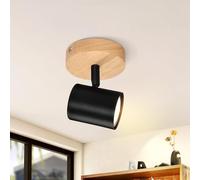Deboola LED faretto da soffitto 1 lampada da soffitto a fiamma - plafoniera nera GU10 faretto orientabile da parete faretto da parete in legno per soggiorno camera da letto corridoio cucina MAX.40W