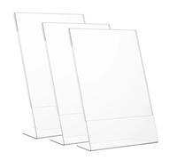 Debora Carlucci Espositore Plexiglass A4 Set 3 PZ Porta Cartello in Acrilico Trasparente Porta Menù,Brochure,Volantini,Poster per Casa Ufficio Ristorante Supporto a L