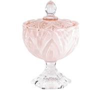 Debora Carlucci - Potiche Piccola in Vetro Colorato Portaconfetti Contenitore Decorativo con Coperchio Idea Bomboniera H14,5 x Ø9,5 cm (Rosa)