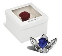 Debora Carlucci - Rosa Stabilizzata Loto in Cristallo 5 Petali Rosa Eterna Idea Regalo Donna,Compleanno, Anniversario,Festa della mamma o Bomboniera Design Elegante Made in Italy Ø7xH4 cm (Blu)