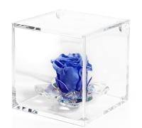 Debora Carlucci Rosa Stabilizzata Vera con 4 Petali in Cristallo Eterna in Cubo Idea Regalo Donna Compleanno Anniversario Matrimonio Festa della Mamma Bomboniera Blu-Bianco-Rosa-Rossa (Blu)