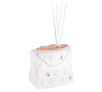 DeboraCarlucci - Profumatore per Ambiente Borsetta in Plexiglass con Bastoncini Essenza Fiori di Cotone Design Moderno Diffusore di Olio Essenziale per Casa Idea Regalo (Rose Gold, 10x7xH9 cm)