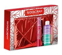 Pochette metallizzato rosso contenente: mascara like a pro + matita occhi 24ore n.251 + mini struccante bifasico dermolab