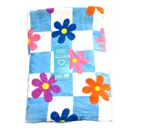 DEBORAH CONNOLLY Turchese Blu Checker Margherita Fiori Cotone Beach, Bagno Telo