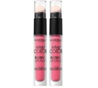 Deborah Milano - Blush & Lipstick Easy Color, 03 Rebel Pink, con Acido Ialuronico e Olio di Mandorle Dolci, Colore Intenso e Long Lasting su Guance e Labbra, 30ml (Confezione da 2)