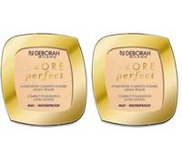 Deborah Milano - Fondotinta Compatto 24ore Perfect, SPF 20, 01 Light Beige, Finish Mat, No Transfer e Lunga Tenuta, Dona una Pelle Naturale e Uniforme (Confezione da 2)