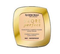 Deborah Milano - Fondotinta Compatto 24ore Perfect, SPF 20, 01 Light Beige, Finish Mat, No Transfer e Lunga Tenuta, Dona una Pelle Naturale e Uniforme