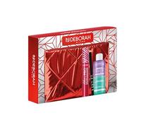 Pochette metallizzato rosso contenente: mascara like a pro + matita occhi 24ore n.251 + mini struccante bifasico dermolab