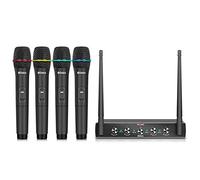 Debra Audio Pro UHF - Sistema di microfono wireless a 4 canali, con microfono lavalier, ricevitore in metallo, ideale per karaoke, feste di karaoke (4 Palmare (B))