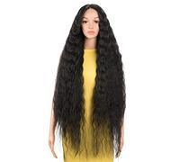 DÉBUT Parrucca anteriore in pizzo Parrucca ondulata super lunga per donna 100 cm 280 g Fibra sintetica resistente al calore 130% Densità(95 cm, 1B)