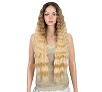 DÉBUT Parrucche frontali in pizzo da 76,2 cm, parrucche super lunghe 5% capelli umani brasiliani e 95% parrucca sintetica resistente al calore, 240 g con separazione in pizzo da 15,2 cm (pizzo 76,2