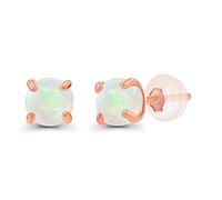 DECADENCE Oro Solido 14K O 14K Placcato Oro Argento Sterling 925 Orecchini Con Bottone In Pietra Preziosa Genuina Rotonda Da 3 Mm Per Le Donne, Pietra preziosa, Opale