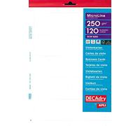 DECAdry MicroLine - Biglietti da visita, 250 g/m², 120 pezzi, colore: Bianco