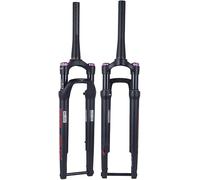 DECAKE 700C Rennrad-Federgabeln, 60 mm Federweg, XC-Offroad-Luftgabel, 1-1/2 Zoll konische Scheibenbremse, Vorderradgabel, manuelle Verriegelung, 100 x 12 mm Steckachse (Schwarz-Rot)