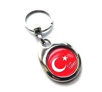 decal arts Portachiavi con bandiera nazionale della Turchia, portachiavi in metallo con ciondolo patriottico, per uomo e donna, idea regalo, Nero , L