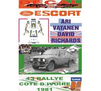 DECAL FORD ESCORT RS 1800 MK II A. VATANEN R. COTE D´IVOIRE 1981 9th (04)
