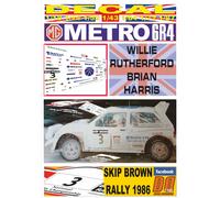 DECAL MG METRO 6R4 W. RUTHERFORD SKIP BROWN R. 1986 4th (04)