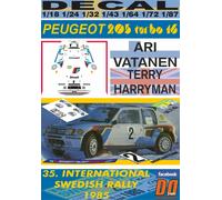 DECAL PEUGEOT 205 T16 A.VATANEN SWEDISH R. 1985 WINNER (04)