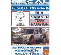 DECAL PEUGEOT 205 T16 E2 A.VATANEN ACROPOLIS R. 1985 DnF (04)