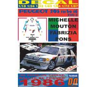 DECAL PEUGEOT 205 T16 E2 M.MOUTON TOUR DE CORSE 1986 DnF (04)