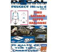 DECAL PEUGEOT 205 T16 E2 T.SALONEN 1000 LAKES R. 1986 WINNER & 205 TEST (04)