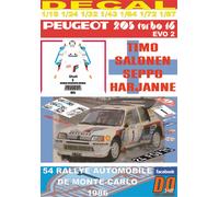 DECAL PEUGEOT 205 T16 E2 TIMO SALONEN R.MONTECARLO 1986 2nd (04)