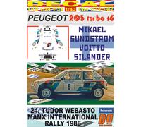 DECAL PEUGEOT 205 T16 M.SUNDSTROM MANX INTER. R. 1986 4th (04)