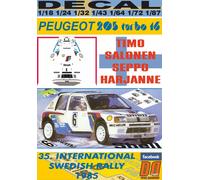 DECAL PEUGEOT 205 T16 T.SALONEN SWEDISH R. 1985 3rd (04)