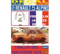 DECAL RENAULT 5 ALPINE G.FREQUELIN R.DES 1000 PISTES 1978 DnF (04)