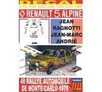 DECAL RENAULT 5 ALPINE J.RAGNOTTI R.MONTECARLO 1978 2nd (04)