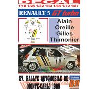 DECAL RENAULT 5 GT TURBO A.OREILLE R. MONTECARLO 1989 10th (04)