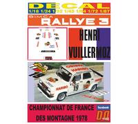 DECAL SIMCA RALLYE 3 H. VUILLLERMOZ CHAMPIONNAT FRANCE MONTAGNE 1978 (04)