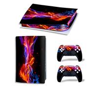 Decal Skin per Ps5 Digital, Intero Corpo Vinile Adesivo Cover per Playstation 5 Console e Controller (PS5 Digital Edition, Giallo Rosso fuoco)