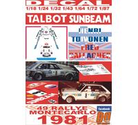 DECAL TALBOT SUNBEAM LOTUS H.TOIVONEN R.MONTECARLO 1981 5th (04)