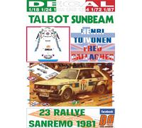 DECAL TALBOT SUNBEAM LOTUS H.TOIVONEN R.SANREMO 1981 2nd (04)