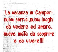Decalart Kit 1 adesivo camper caravan van (PEZZI 1) dim.55 x 36 cm frase "la vacanza in camper nuovi sorrisi, nuovi luoghi da vedere ed amare..." decorazioni camper L211 (032 Rosso)