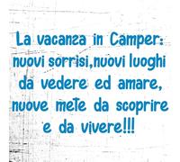 Decalart Kit 1 adesivo camper caravan van (PEZZI 1) dim.55 x 36 cm frase "la vacanza in camper nuovi sorrisi, nuovi luoghi da vedere ed amare..." decorazioni camper L211 (053 Blu Chiaro)