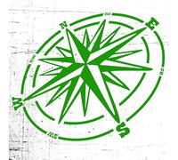 Decalart Kit 1 adesivo (PEZZI 1) Rosa dei venti bussola inclinata orientamento nord sud ovest est per auto moto camper barca fuoristrada 4x4 offroad L224 (064 Verde Lime, 35 x 29 cm)