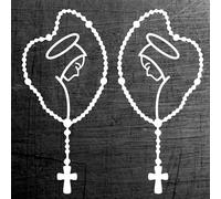 Decalart Kit 2 adesivi universali per Camion truck parabrezza frontale o vetro ROSARIO CON MARIA compatibili per tutti i camion decalcomanie L091 (010 Bianco, 20 x 9 cm)