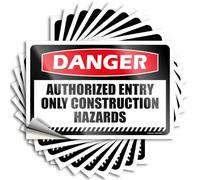 Decalcomania adesiva per porta, con scritta "Danger Authorized Entry Only Hazards and Tool", facile da applicare, decorazione da parete (12 x 18 cm, 6 pezzi)