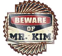 Decalcomania Beware of Mr. Kim con Rock Band Funny Bar for Home