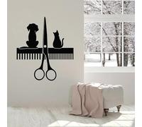 Decalcomania da muro in vinile per ospedale per animali domestici, salone di toelettatura per cani e gatti, adesivo per toelettatura per animali, servizio di rifinitura dei capelli, logo artistico